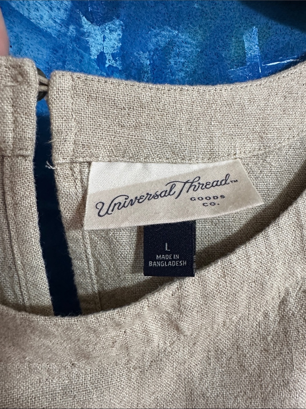 Universal Thread Cream Button-Side Linen Blend Tank - Picture 2 of 3